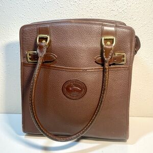 Dooney & Bourke Vtg Brown Gladstone Shopper Tote Purse AWL Handbag Weekender